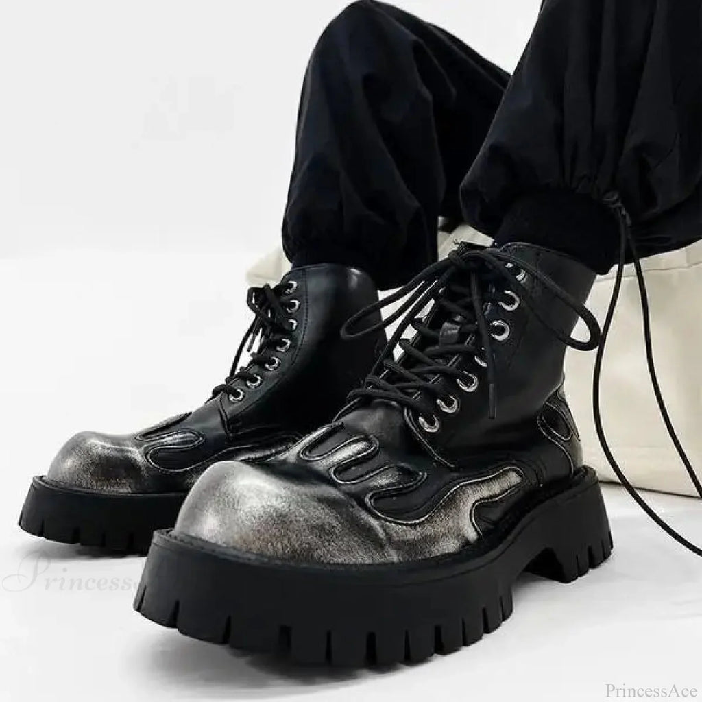 Rebellious Platform Ankle Gothic Motorcycle Boot