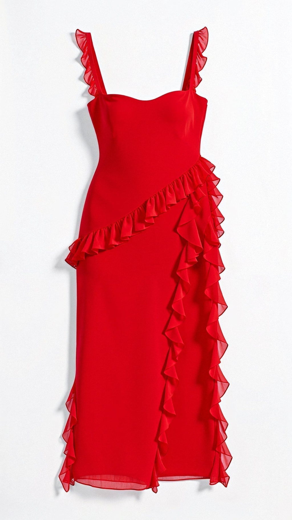 Katherine Minimalist Dress Maxi with Ruffles Elevated Occasion Wear