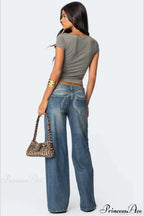 Relaxed Wide-Leg Printed Full-Length Jeans