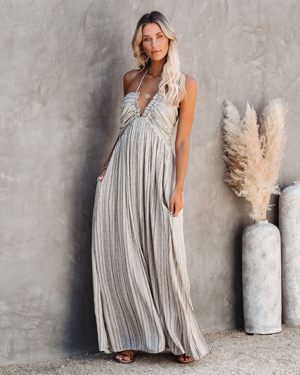 PREORDER Renesmae Pocketed Halter Maxi Dress