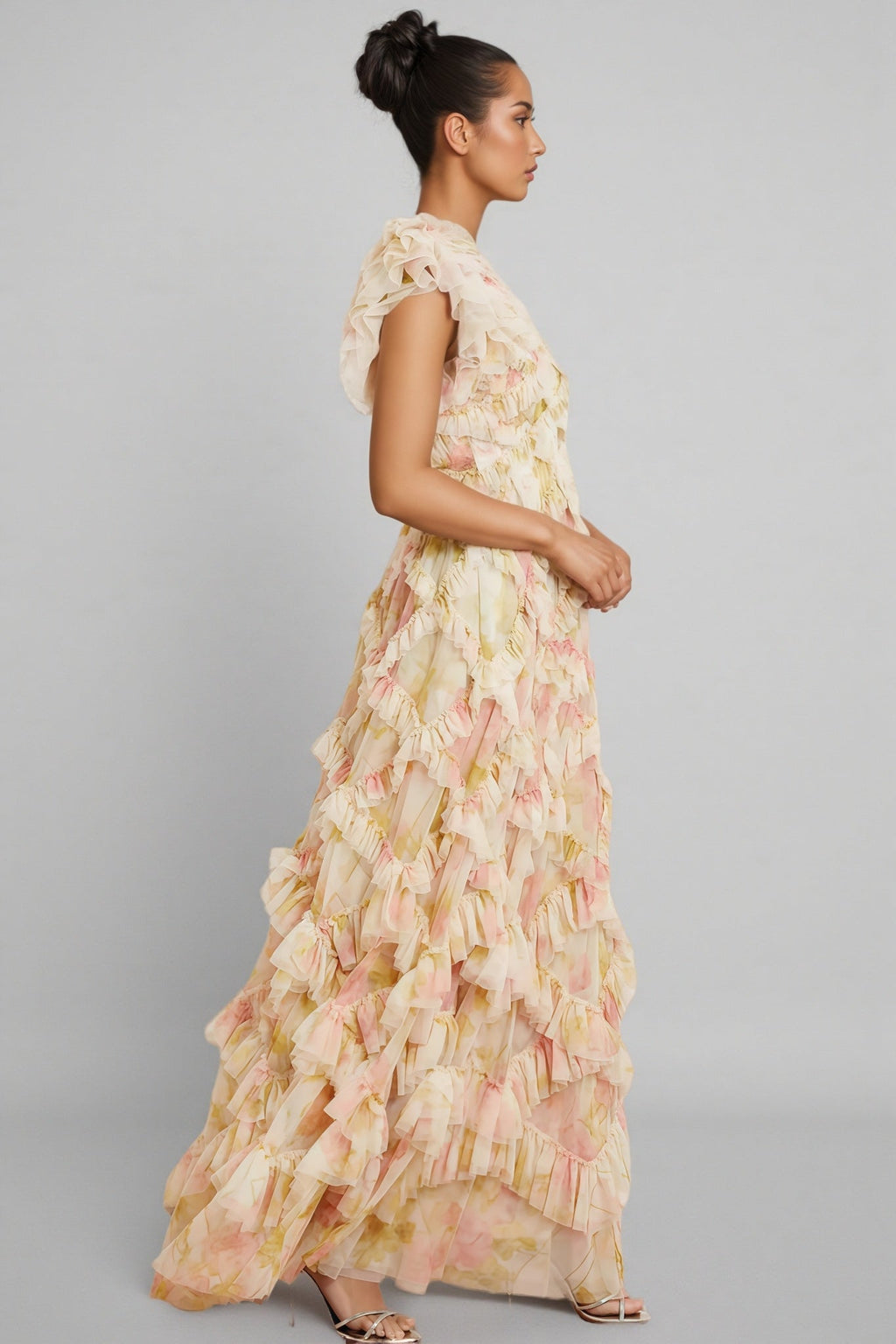 Alden Embroidered Printed Sleeveless Maxi Dress