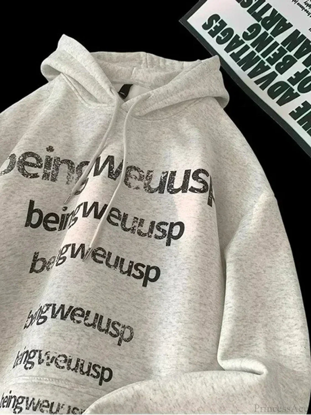 Retro Harajuku Letter Design Oversized Hoodie