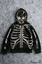 Retro Harajuku Skull Print  Hoodie