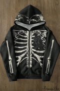 Retro Harajuku Skull Print  Hoodie