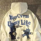 Retro Large Size Gothic Print Hoodie