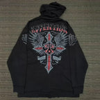 Retro Pattern Zipper Hoodie