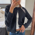 Retro Round Neck Long Sleeve Knit Cardigan