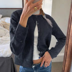 Retro Round Neck Long Sleeve Knit Cardigan