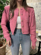 Retro Single Breasted O-Neck Knit Cardigan