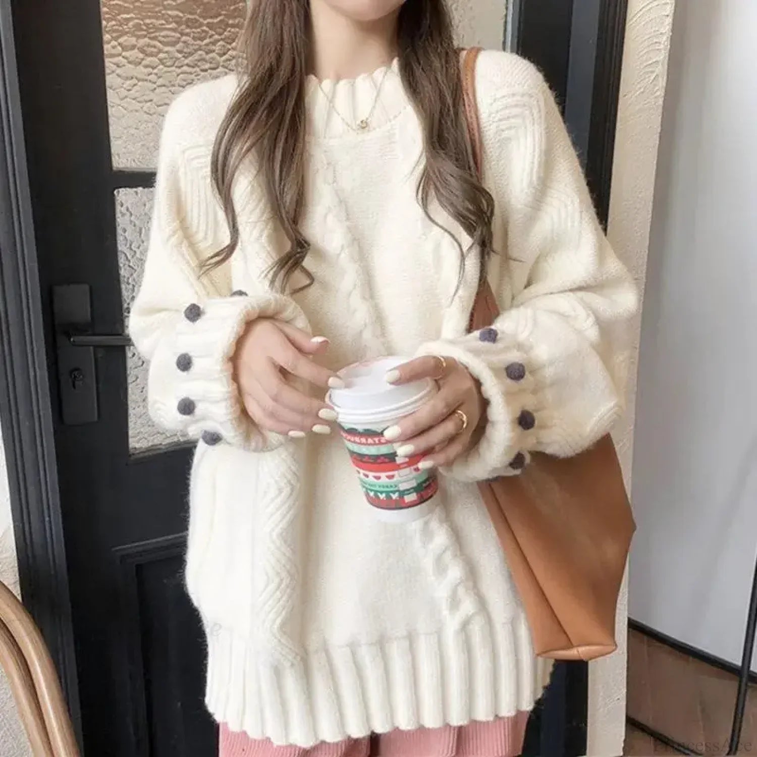 Retro Solid Color Thick Loose Elegant Sweater