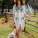 Retro V-Neck Beach Dress Swim Cover Up