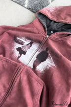 Reversible Retro Printed Patchwork Zip Hoodie
