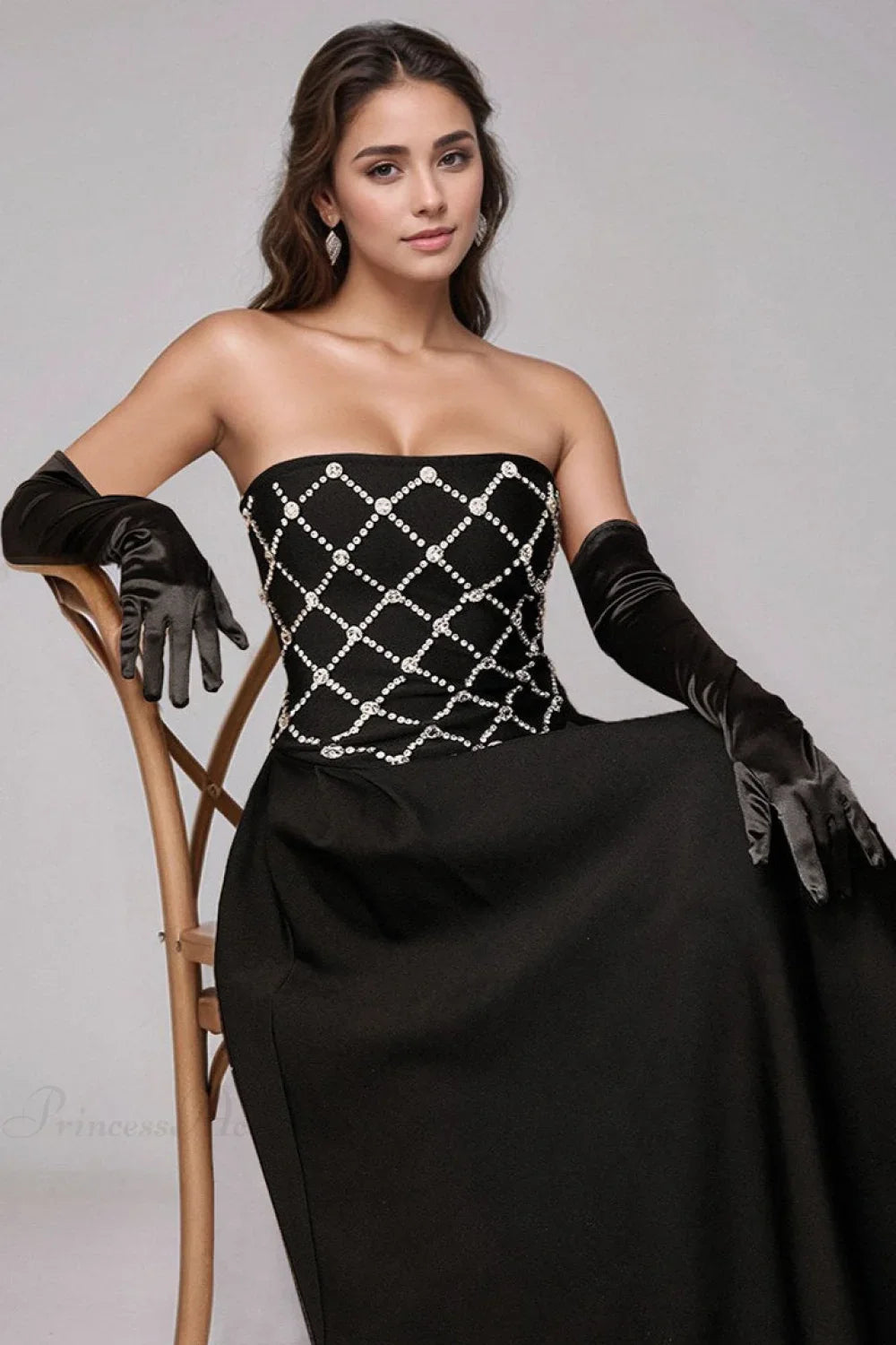 Rhinestone Beaded Off-the-Shoulder Fitted Bodycon Evening Dress