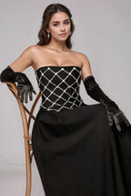 Rhinestone Beaded Off-the-Shoulder Fitted Bodycon Evening Dress