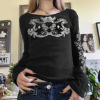 Rhinestone Graphic Knit Top