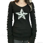 Rhinestone Graphic Knit Top