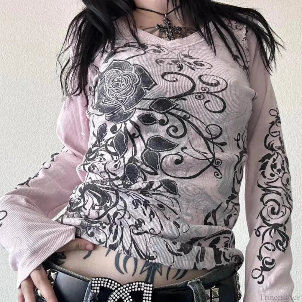 Rhinestone Graphic Knit Top