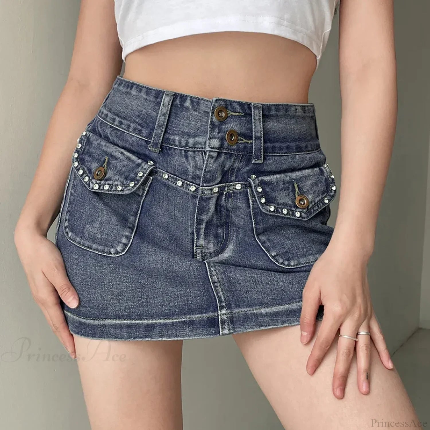 Rhinestone Punk Pocket Skirt