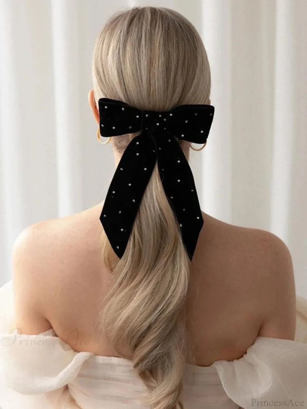 Rhinestone Velvet Black Top Clip Hair Accessory