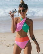 Ribbed Cross High Waist Two Piece Set