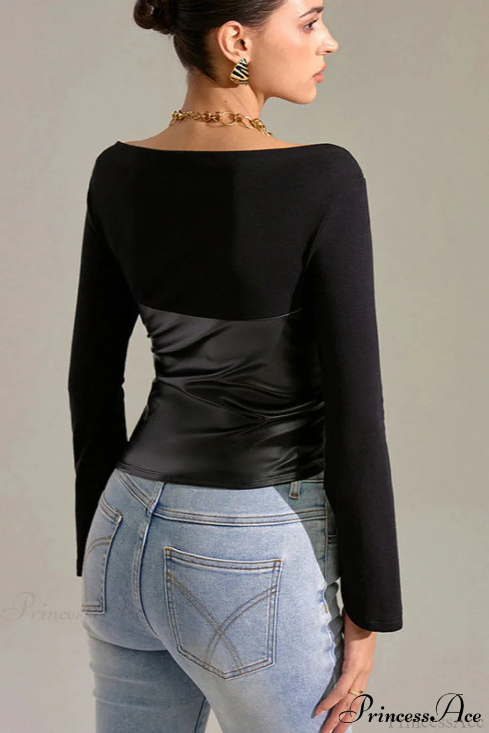 Ribbed Knit Long Sleeve Tee