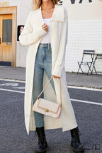 Ribbed Knit Open Front Cardigan with Lapel
