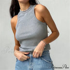 Ribbed Knitteds Neck Summer Shirts White Black Casual Sport Vest Off Shoulder Green Women's Tank top