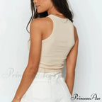 Ribbed Women White Summer Casual Fitness Short Vest Candy Knitted Off Shoulder Crop Women Tank top