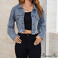 Ripped Hem Long Sleeve Single Breasted Lapel With Pockets Sexy Short Warm Chic Stylish Elegant Fashionable Versatile Jacket