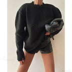 Ripped Y2K Casual Long Sleeve Sweater