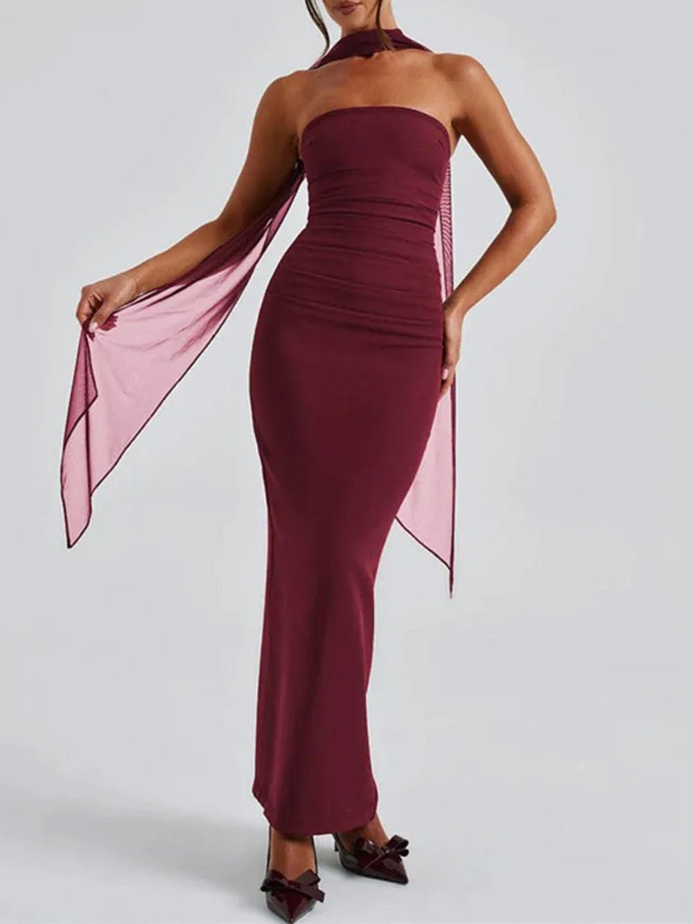 River Off Shoulder Backless Maxi Dress