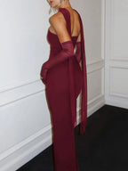River Off Shoulder Backless Maxi Dress
