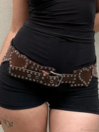 Rivet Gothic Loving-Shape PU Leather Belt
