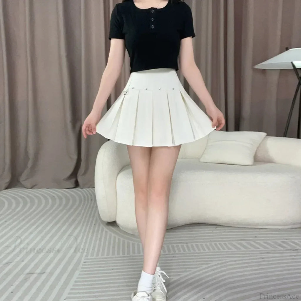 Rivet Pleated A-line Street Skirt