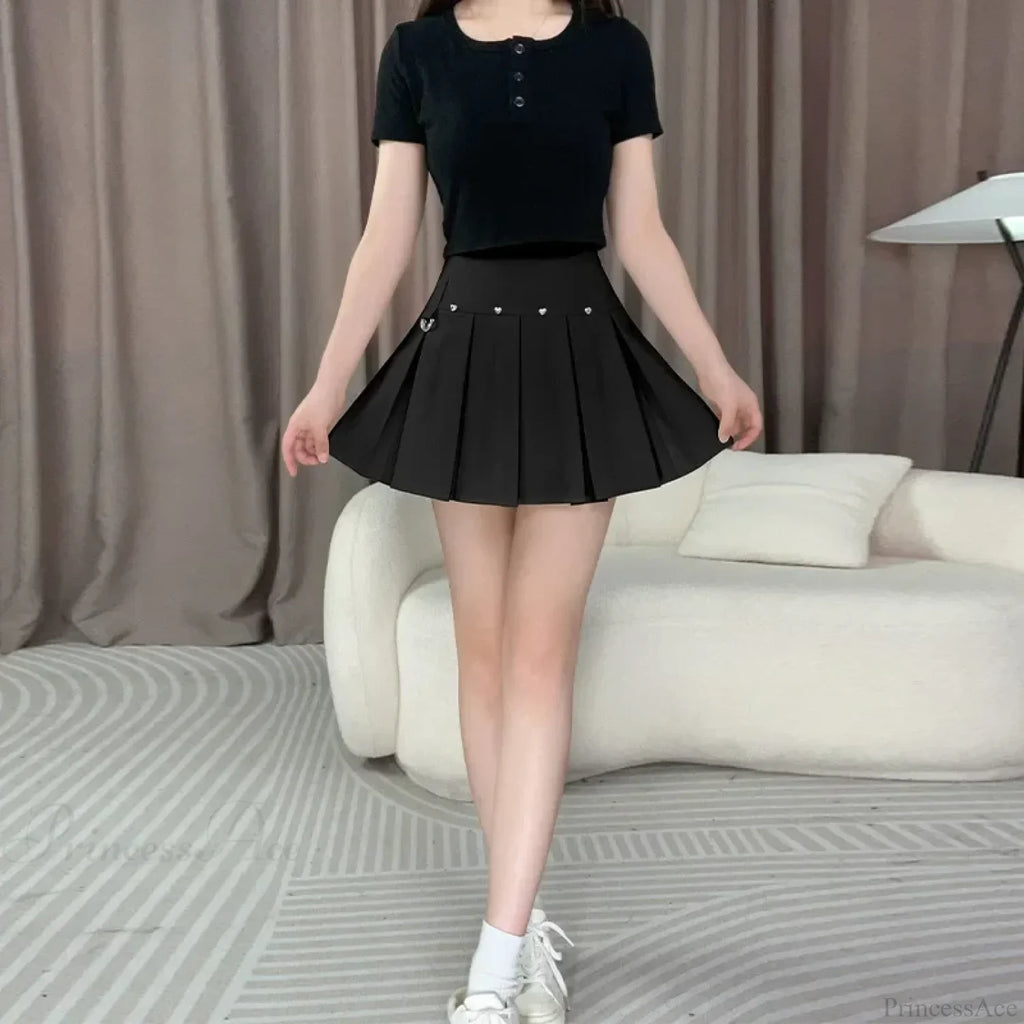 Rivet Pleated A-line Street Skirt