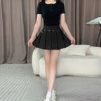 Rivet Pleated A-line Street Skirt
