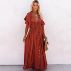 Eva Elevated Red Long Beach Dress Occasion Wear