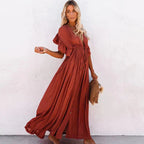 Eva Elevated Red Long Beach Dress Occasion Wear
