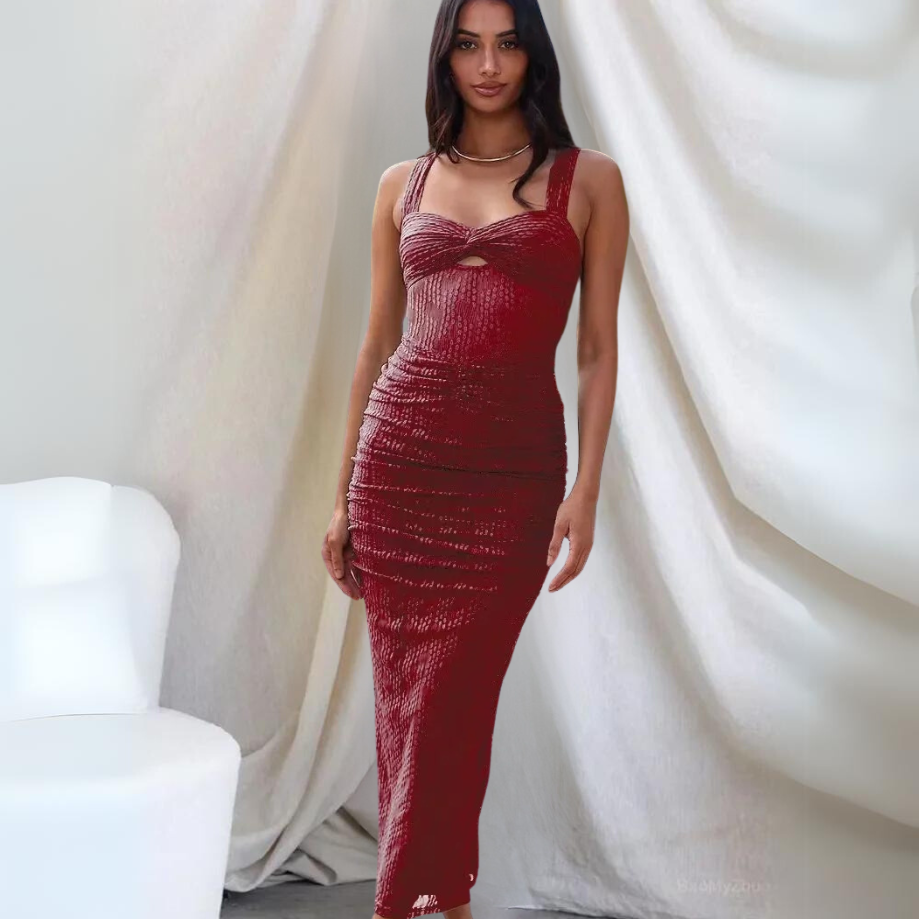 Victoria Luxe Long Fitted Summer Dress Designer Edit