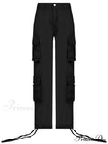 Ruched Big Pockets Cargo Jeans