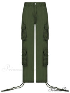 Ruched Big Pockets Cargo Jeans