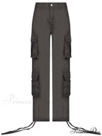 Ruched Big Pockets Cargo Jeans