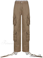Ruched Big Pockets Cargo Jeans