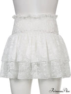 Ruched Cascading Ruffle Mini Skirt