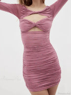 Ruched Diamond Wrap Mini Dress