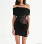 Ruched Mesh Party Mini Dress