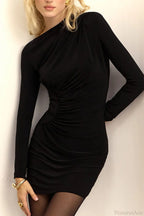 Ruched Slim Fitted Waist Casual Mini Dress