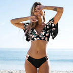 Ruffle Floral High Waist Two Piece Set