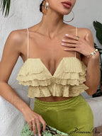 Ruffle Trim Crop Cami Top