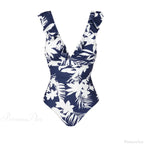 Ruffled V-neck Lace Up Monokini One Piece Set